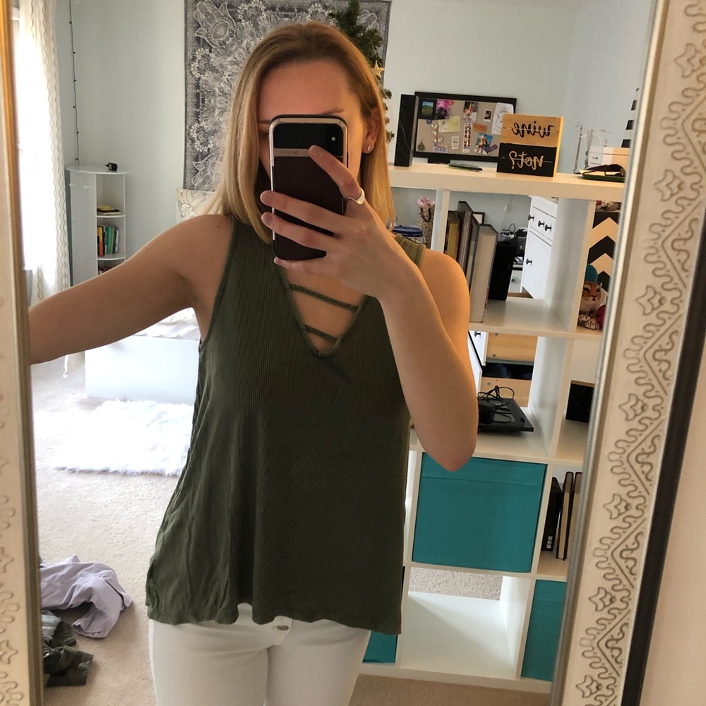American Eagle soft & sexy ribbed green tank top